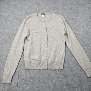 J Crew Sweater Womens Large Gray Cashmere Cardigan Soft Classic Timeless Preppy